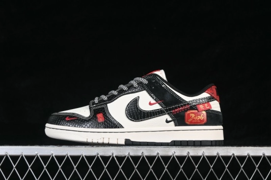 Nike SB Dunk Low Year of the Horse Limited Edition Black-White-Red Contrast Low-Top Casual Skateboarding Shoes - YX5066-C92