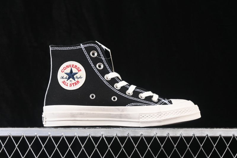 Converse Chuck 70 High-Top Canvas Sneakers with Suede Star Accent and Washed Denim Construction - A19147C