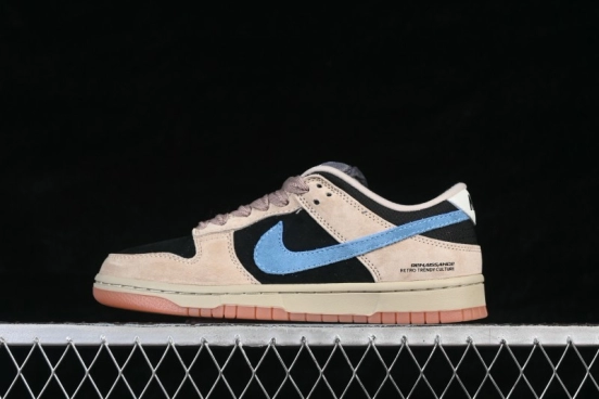 Nike SB Dunk Low Khaki Black Blue Swoosh Low-Top Skateboarding Shoes - HJ0367-200