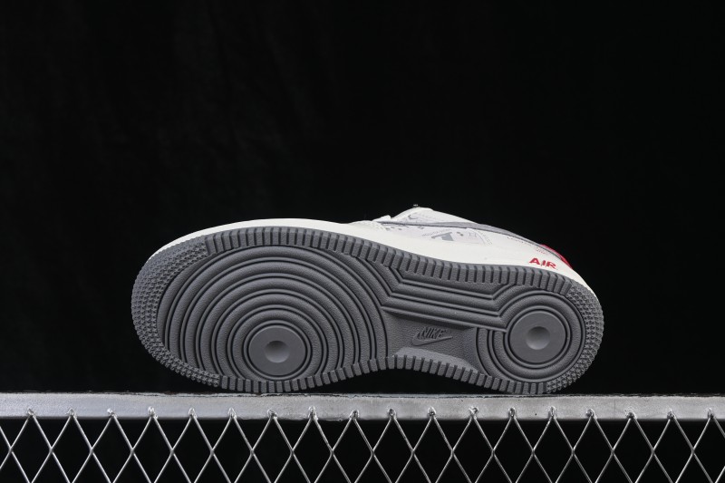 Nike Air Force 1 '07 Low Casual Sneakers with Full-Length Air Cushion and Classic White-Red Design - HS6188-134