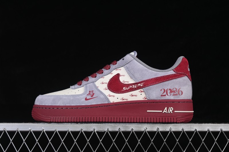 Nike Air Force 1 '07 Low Year of the Horse Limited Edition Grey Red Two-Tone Casual Sneakers - JP2026-136
