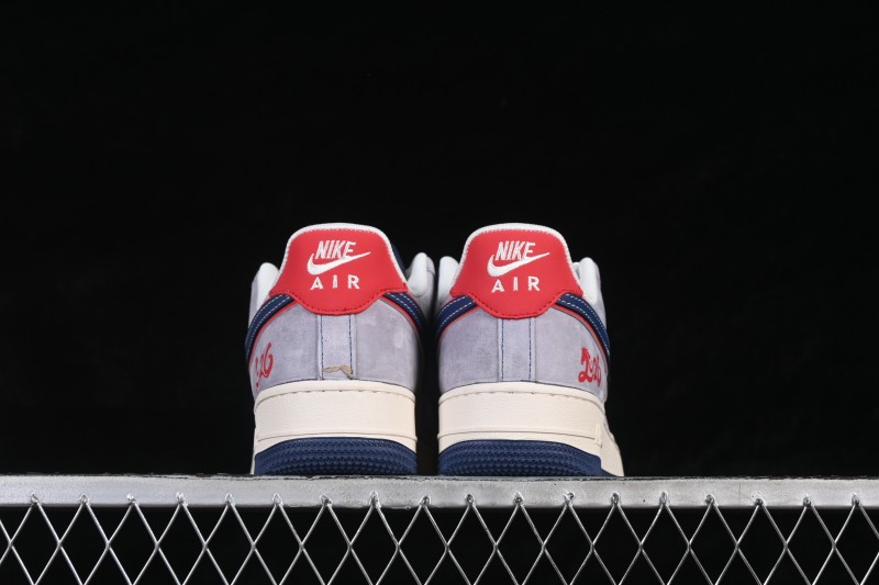 Nike Air Force 1 '07 Low Basketball Sneakers with Red and Blue Color Contrast - HT5088-625