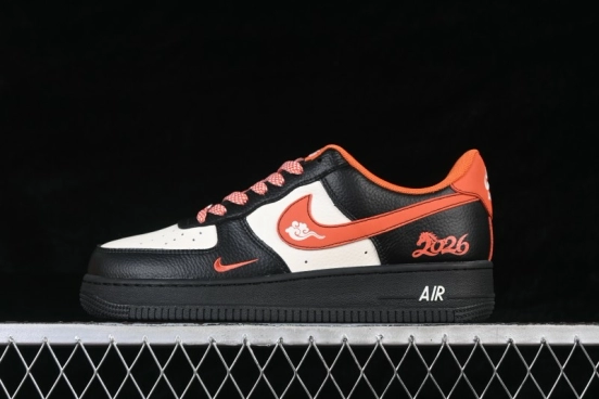 Nike Air Force 1 '07 Low Chinese New Year Limited Edition Black Orange Basketball Sneakers - XD0028-018
