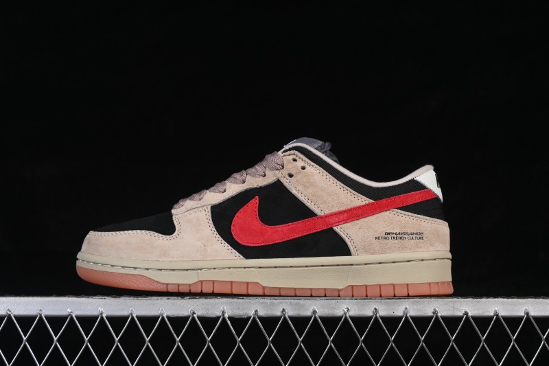 Nike SB Dunk Low Casual Skateboarding Shoes with Khaki and Black Swoosh - HJ0367-200