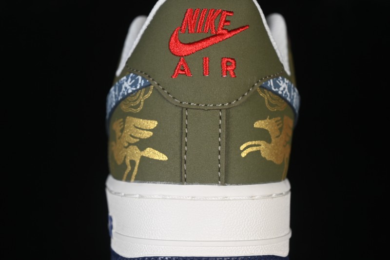 Nike Air Force 1 '07 Low Year of the Horse Limited Edition Brown-Grey Woven Gold Pattern Casual Sneakers - NH0601-536