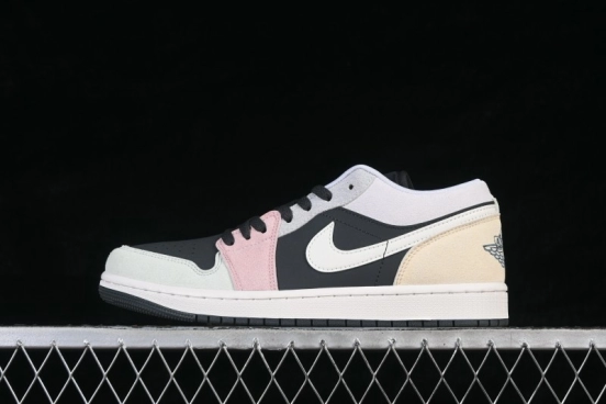Nike Air Jordan 1 Low Retro Basketball Shoes with Black-Pink-White Color Blocking - IB7109-004