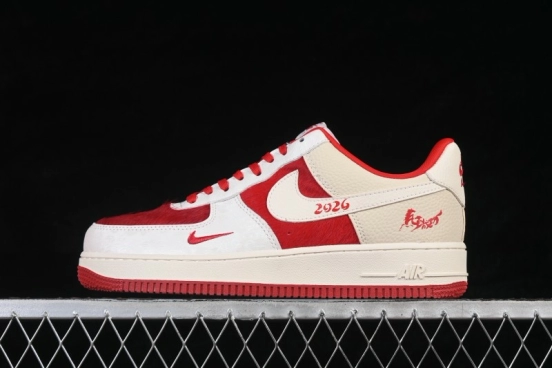 Nike Air Force 1 '07 Low Year of the Horse Limited Edition White Red Horsehair Chinese Style Casual Sneakers - XL1979-145