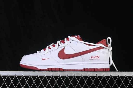 Nike SB Dunk Low White Red Swoosh Lacing Low-Top Skateboarding Shoes - WR0620-119