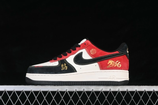 Nike Air Force 1'07 Low Year of the Horse Limited Edition Black Red Colorway Low-Top Casual Skateboarding Shoes - QW5288-131