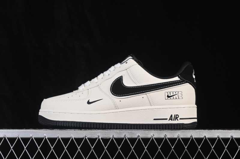 Nike Air Force 1 '07 Low Casual Sneakers with Two-Tone White and Black Design and Full-Length Air Cushion - DW8806-001