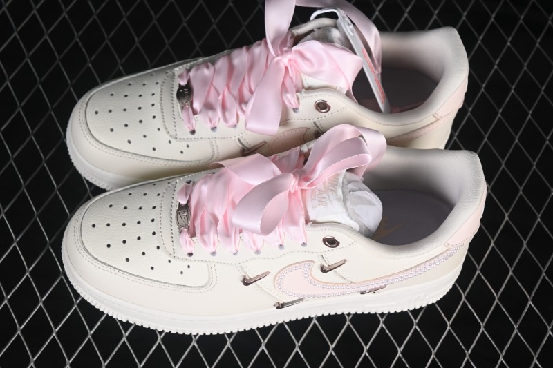 Nike Air Force 1 '07 Low Hand-Painted Graffiti Pearl Cream Linen Casual Sneakers - FV8110-183