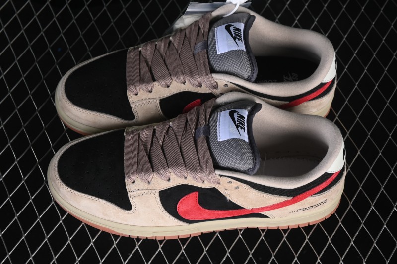 Nike SB Dunk Low Casual Skateboarding Shoes with Khaki and Black Swoosh - HJ0367-200