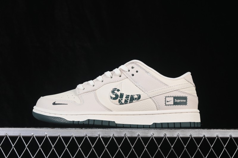 Nike SB Dunk Low Retro Skateboarding Shoes in Off-White and Dark Green - SL8888-002