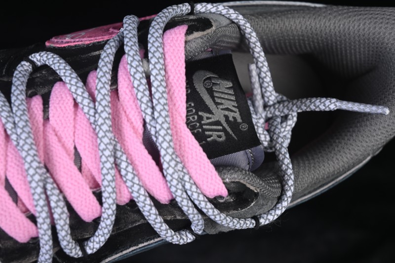 Nike Air Force 1 '07 Low Casual Sneakers with Gray-Pink Lucky Charm Design - YD2425-880