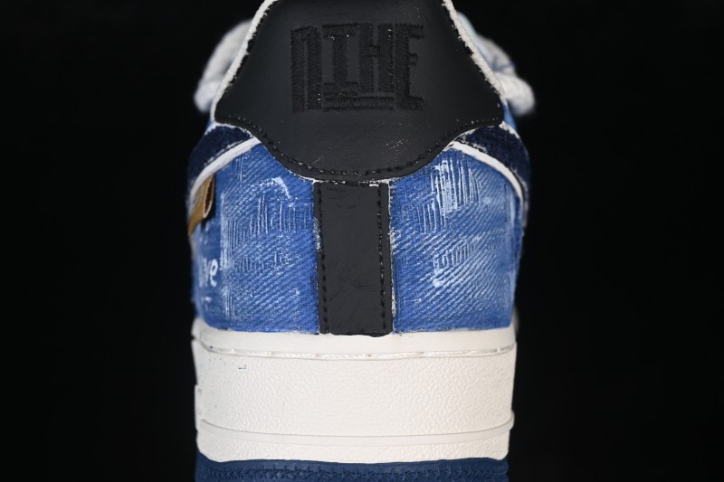 Nike Air Force 1 '07 Low Hand-Drawn Sneakers with Indigo-Dyed Denim and Leather Upper - FB0607-707