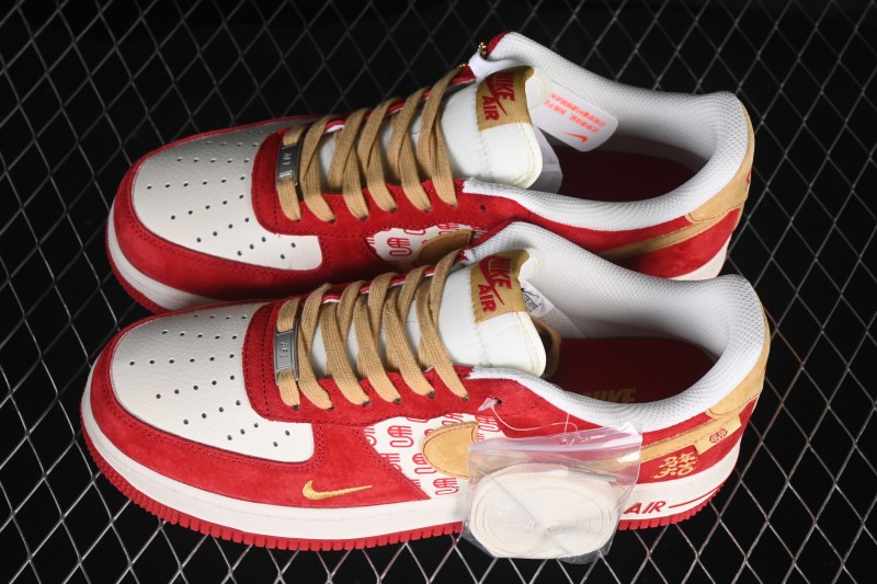 Nike Air Force 1 '07 Low Year of the Horse Limited Edition Red Gold Casual Sneakers - XD0028-014