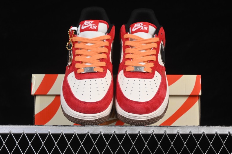 Nike Air Force 1 '07 Low Chinese New Year Running Shoes with White Red Gold Splatter Design - JP2026-157