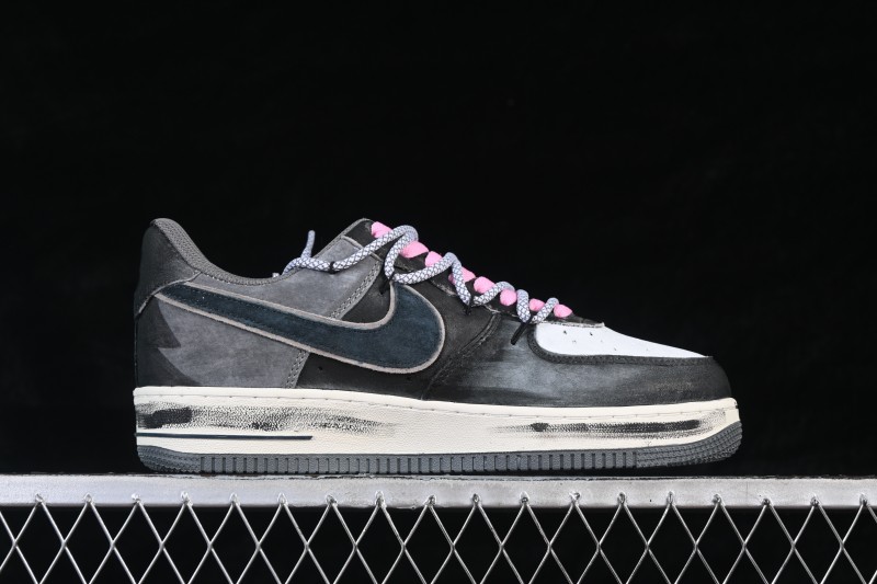 Nike Air Force 1 '07 Low Casual Sneakers with Gray-Pink Lucky Charm Design - YD2425-880