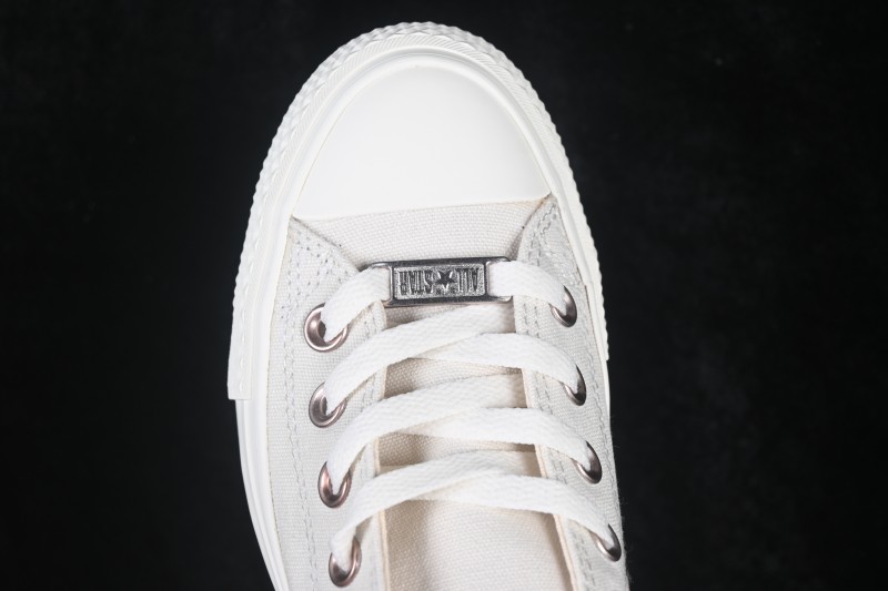 Converse All Star Platform Low-Top Casual Skate Shoes in Pure White with Chunky Sole - 5SE970