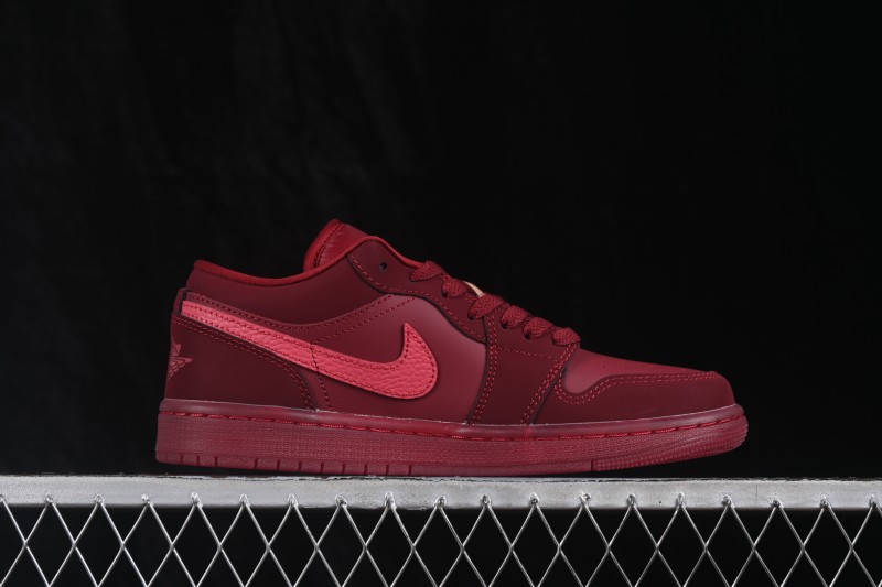 Nike Air Jordan 1 Low Retro Basketball Shoes with Gum Sole in Burgundy - IB7012-600