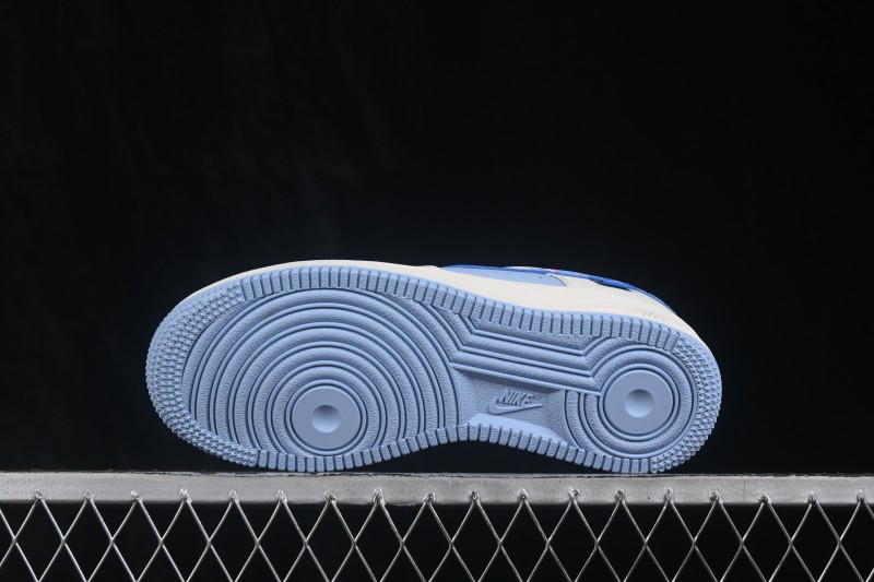 Nike Air Force 1 '07 Low Hand-Painted Sneakers with Pastel Blue and Pink Bubble Design - DB3301-112