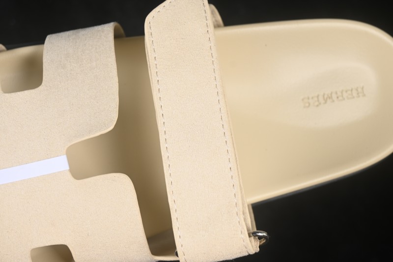 Hermes Chypre Flat Slide Sandals in Sand Color - AJE5
