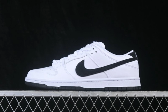 Nike SB Dunk Low Classic White Black Full Leather Low-Top Casual Skate Shoes - HF3704-100