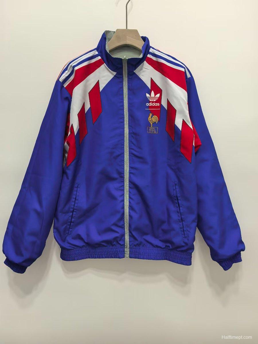 2025 France Blue/Grey Reversible Windbreaker