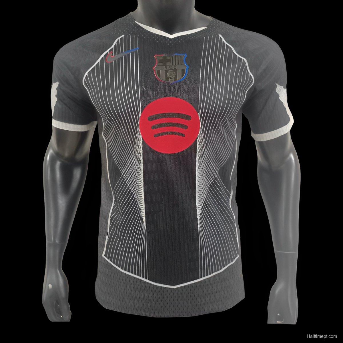 Player Version 25/26 FC Barcelona Black with White Line Pattern Jersey