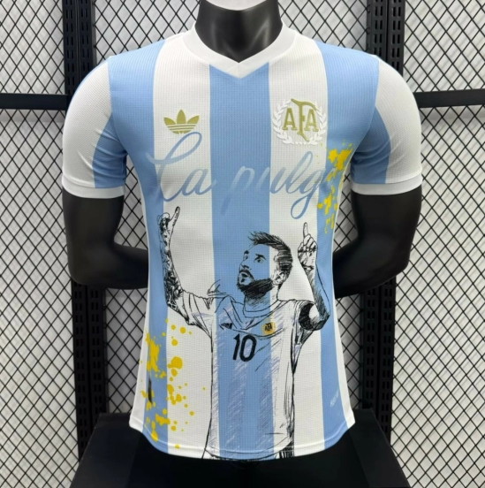 Player Version 2025 Argentina Home Sky Blue with Messi Celebration Print Jersey