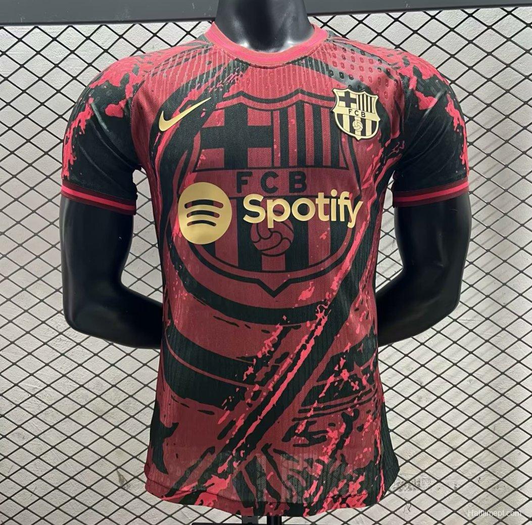 Player Version 25/26 FC Barcelona Pink with Black Marble Design Jersey