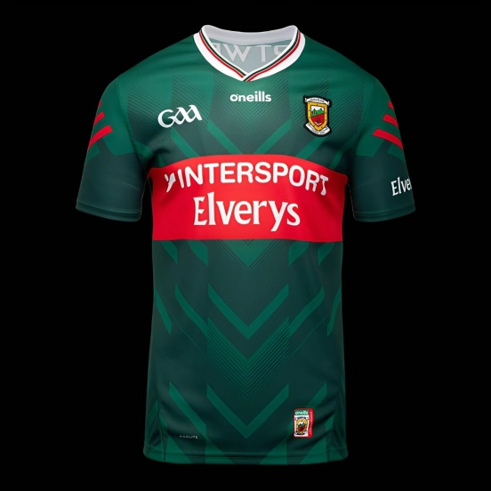 2026 Mayo GAA Green with Red Band and Chevron Pattern Jersey