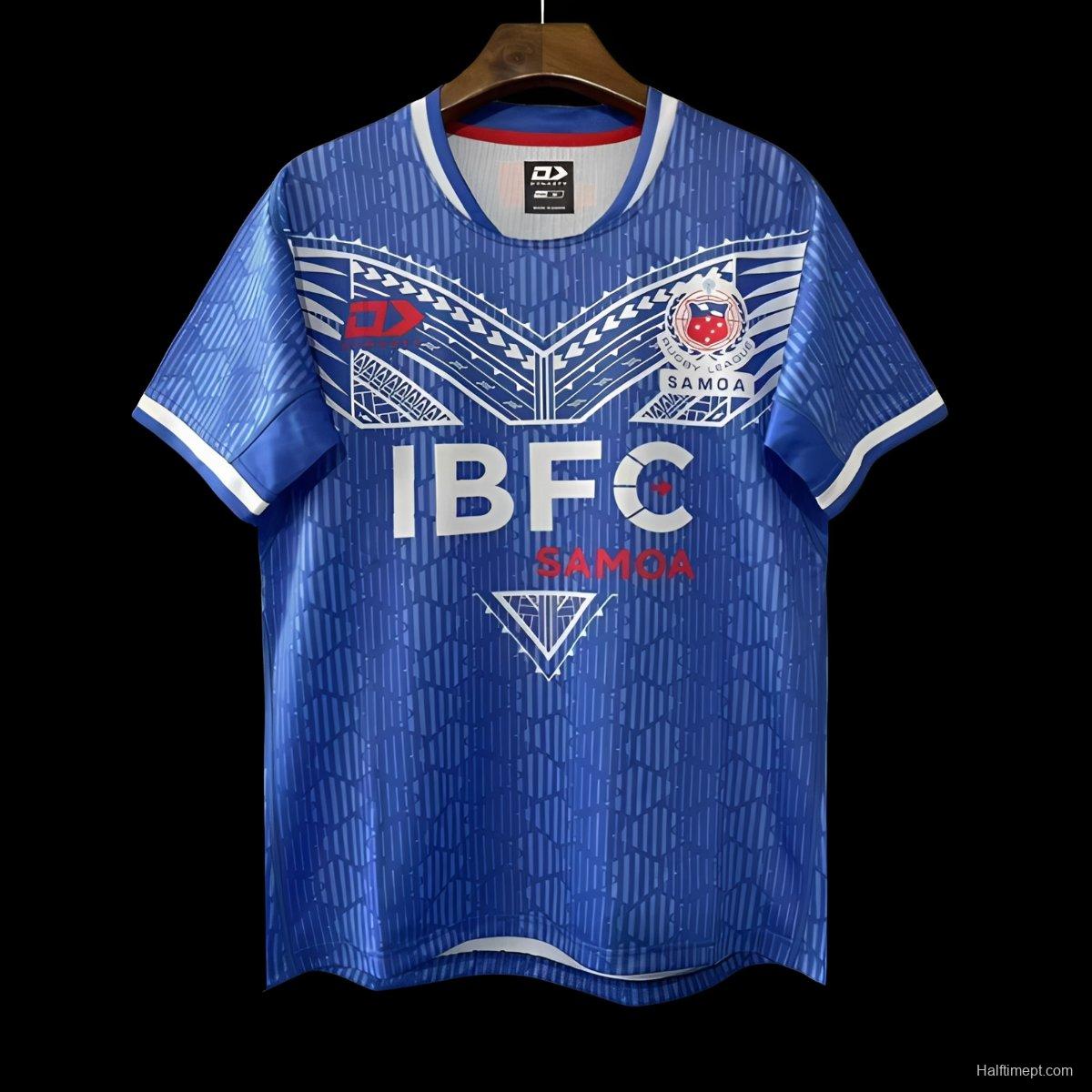 2026 Samoa Rugby League Blue with Traditional Polynesian Pattern Jersey