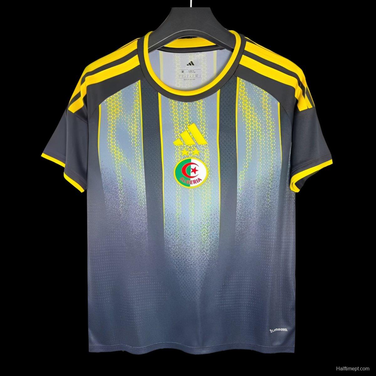 2026 Algeria Grey with Yellow Gradient Stripes Pre-Match Jersey
