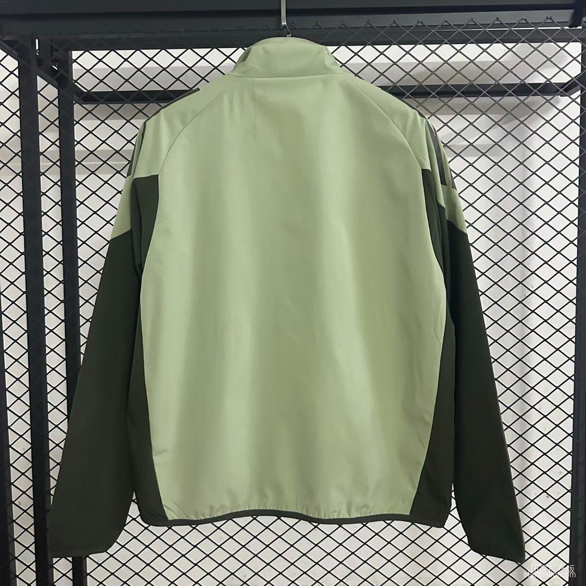 25/26 Real Madrid Light Green and Grey Full Zipper Windbreaker