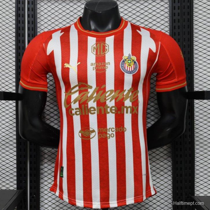Player Version 26/27 Chivas de Guadalajara Red & White Stripes Home Jersey