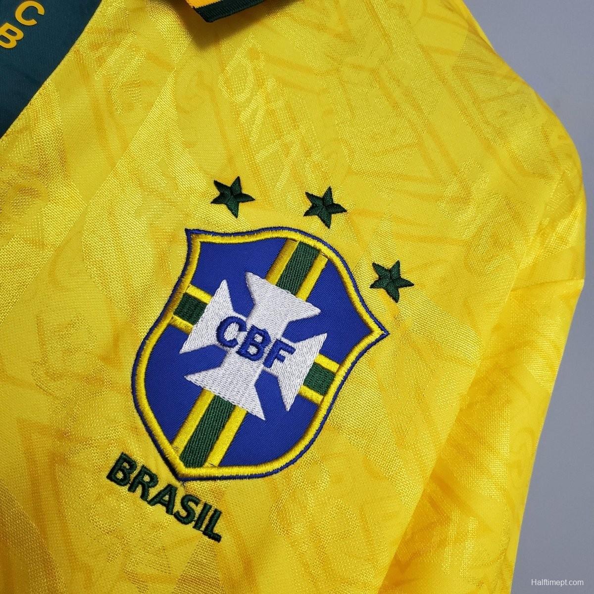 Retro 1991/93 Brazil Home Soccer Jersey