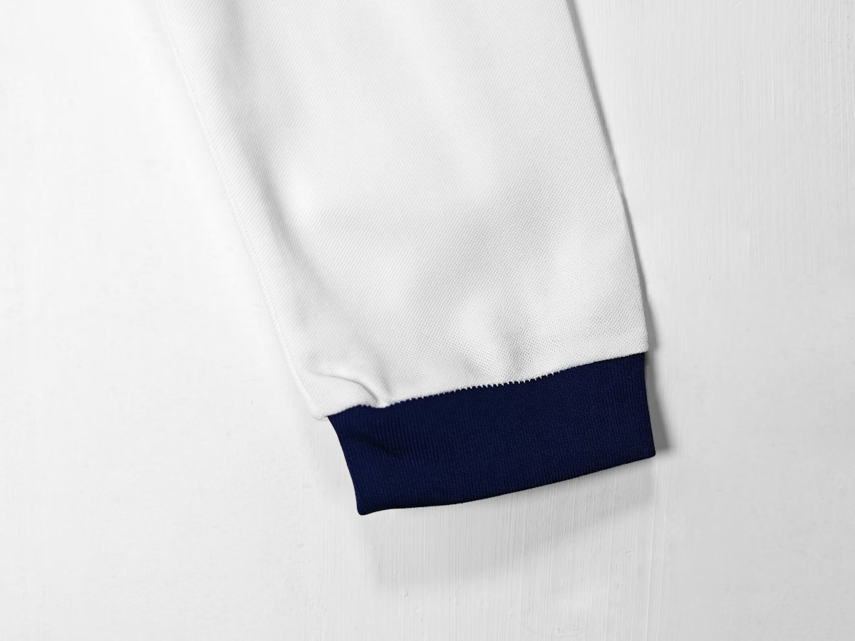 Retro 16/17 Real Madrid White with Navy Blue Stripes Home Long Sleeve Jersey